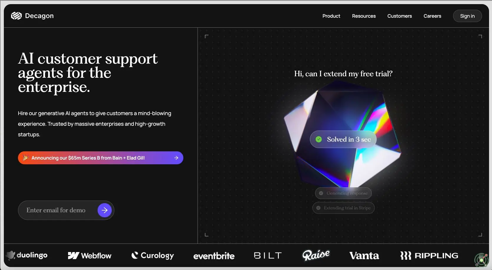 An AI-powered platform providing enterprise-grade generative AI agents for customer support, enhancing efficiency and customer satisfaction.
