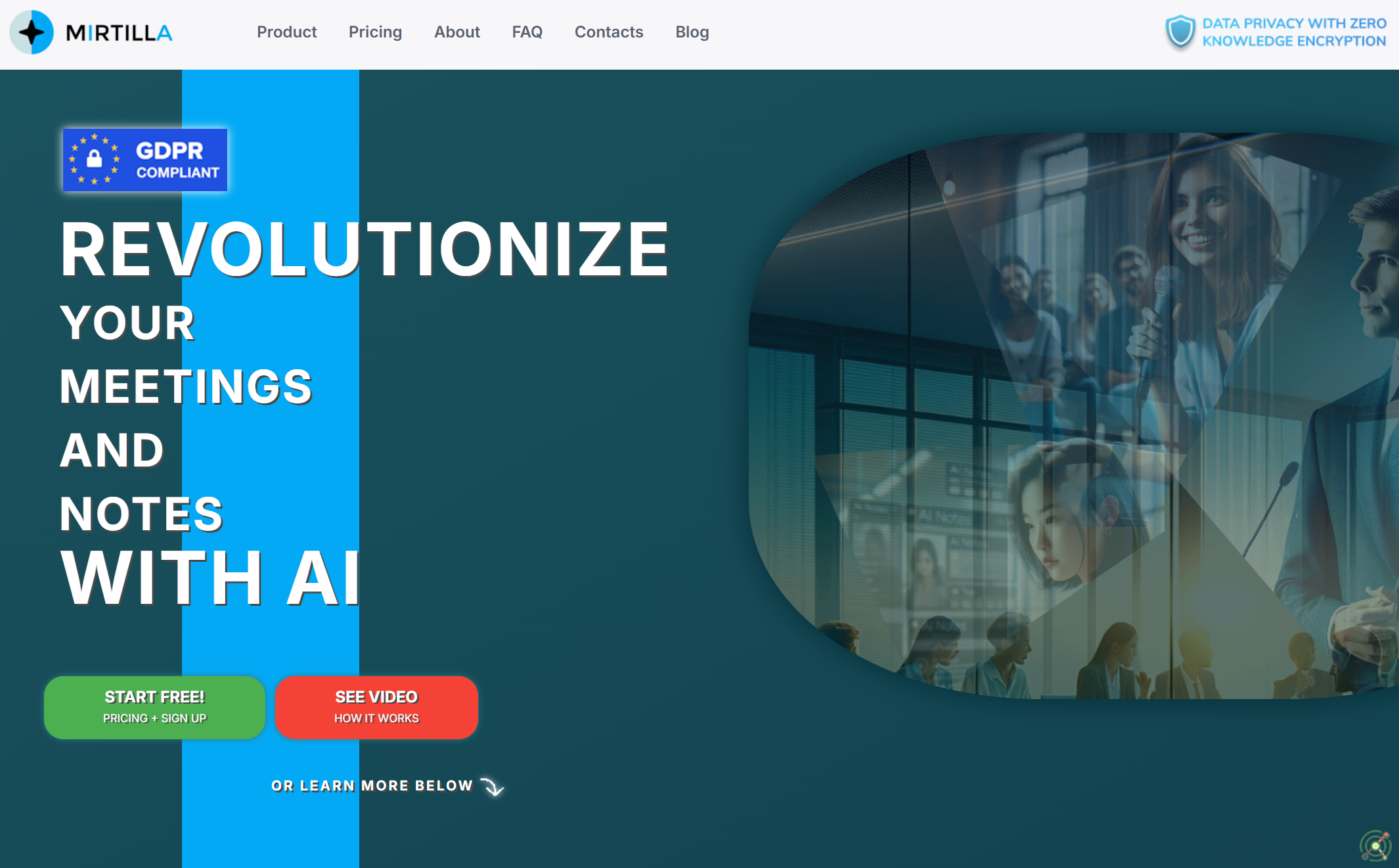 An AI-powered service for automatic meeting transcription and note-taking with robust privacy features.