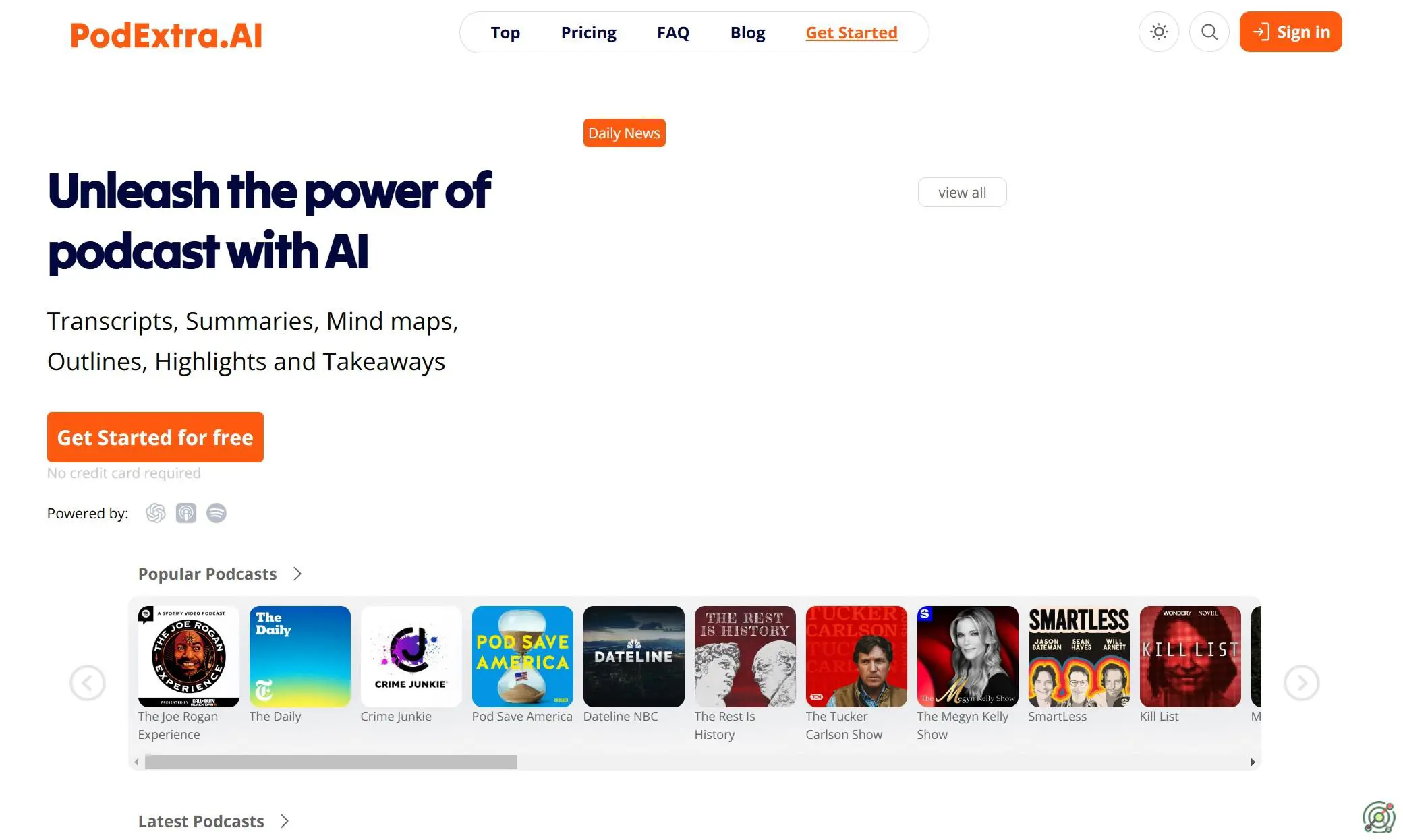 An AI-powered podcast tool offering transcripts, summaries, mind maps, and highlights for efficient content consumption.