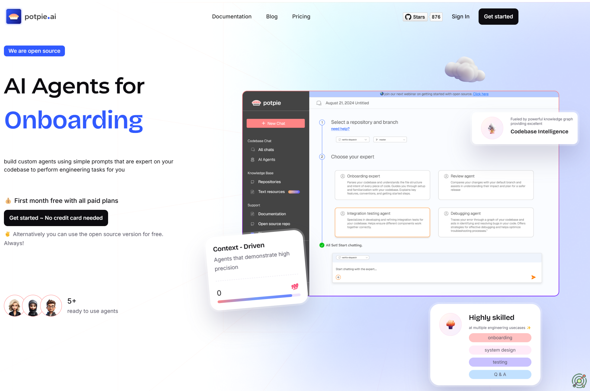 An open-source platform creating AI agents specialized in your codebase for automated code analysis and development tasks.