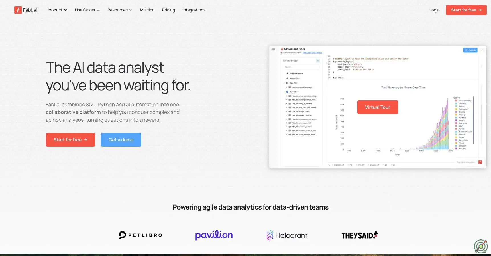 An AI-powered data analysis platform that combines SQL, Python, and AI automation to streamline exploratory analysis and ad-hoc reporting.