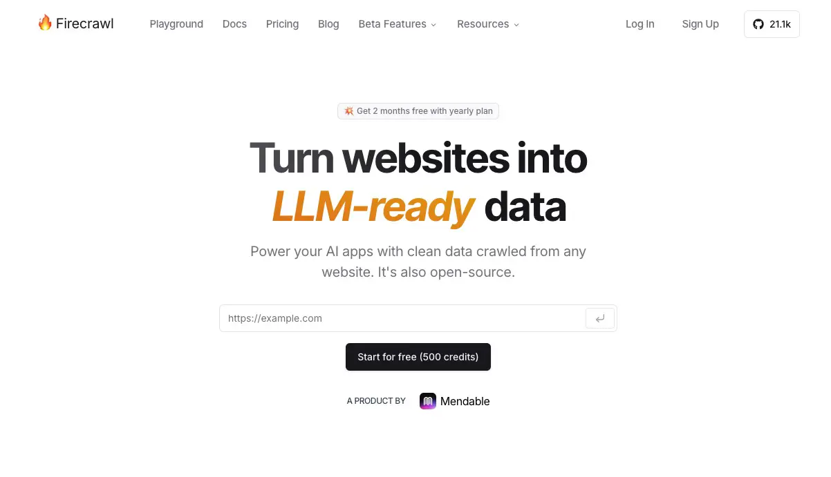 An AI-powered platform that transforms entire websites into clean, LLM-ready markdown or structured data through a single API.