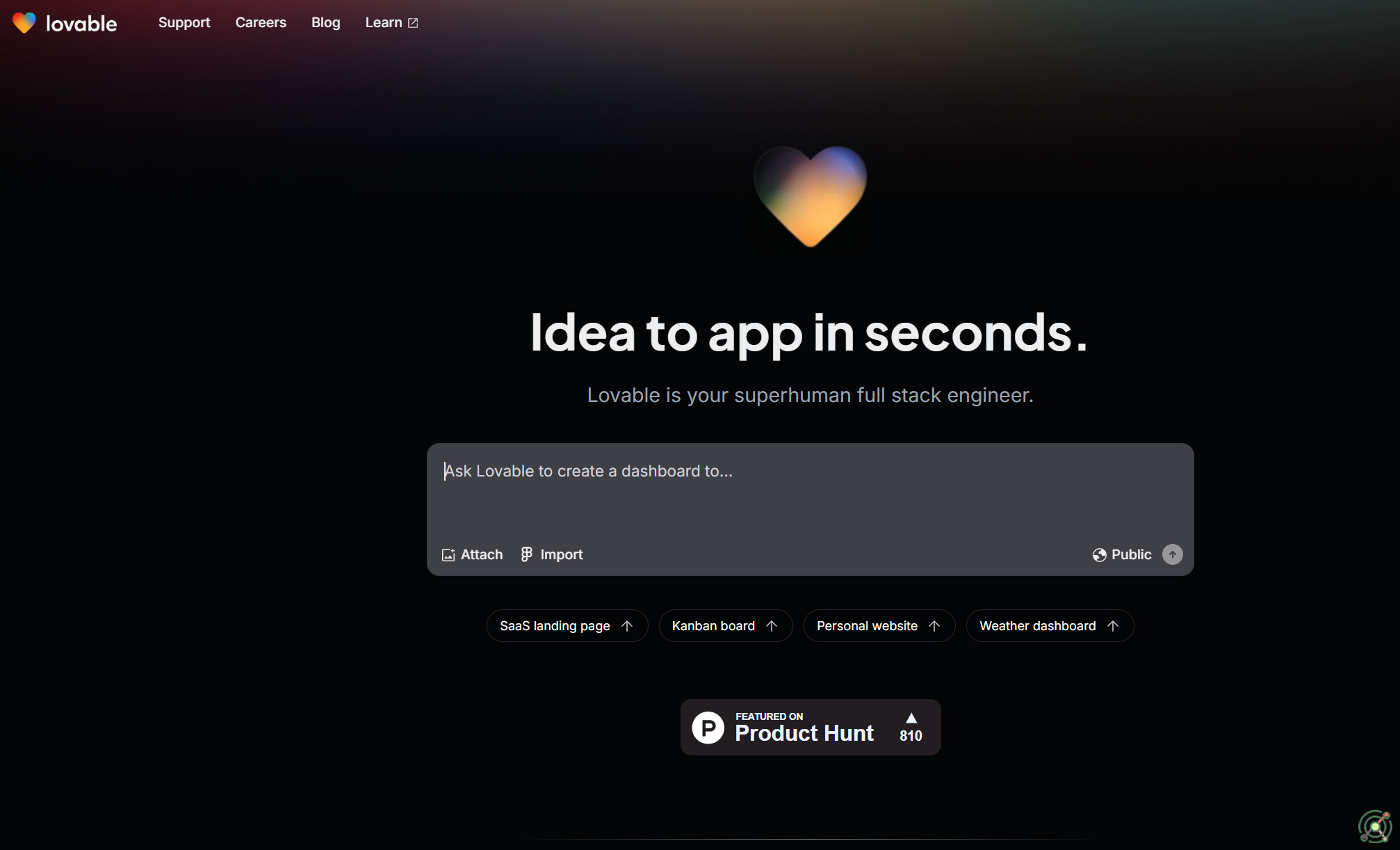 An AI agent enabling users to develop interactive web apps using natural language prompts.
