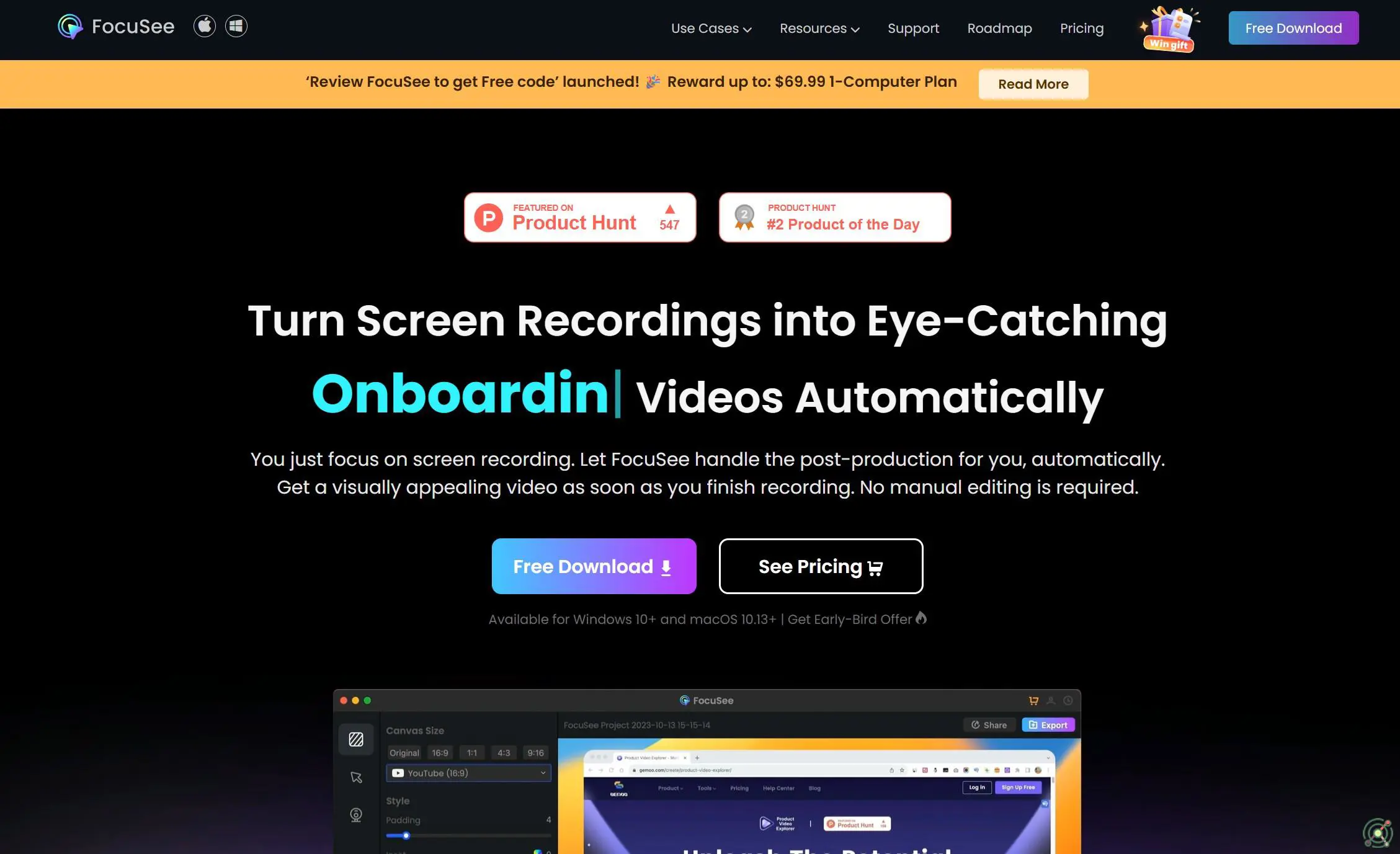 An AI-powered screen recorder that automates editing with zoom, captions, and effects for polished videos.