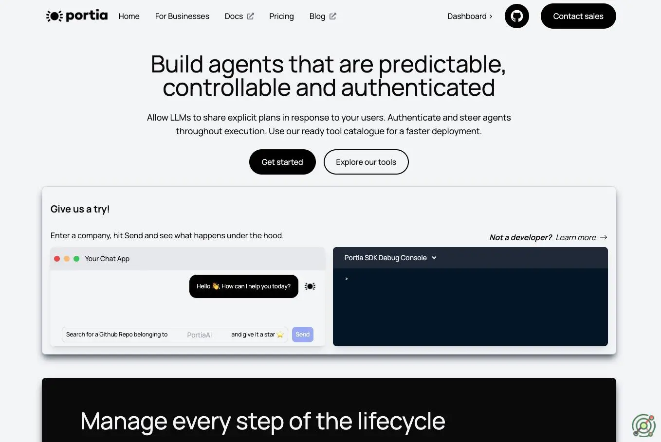 Build AI agents that are predictable, controllable, and authenticated using Portia AI's comprehensive platform.