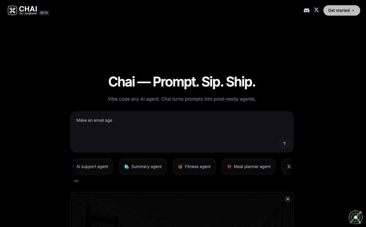 A platform that transforms prompts into production-ready AI agents for various productivity tasks.