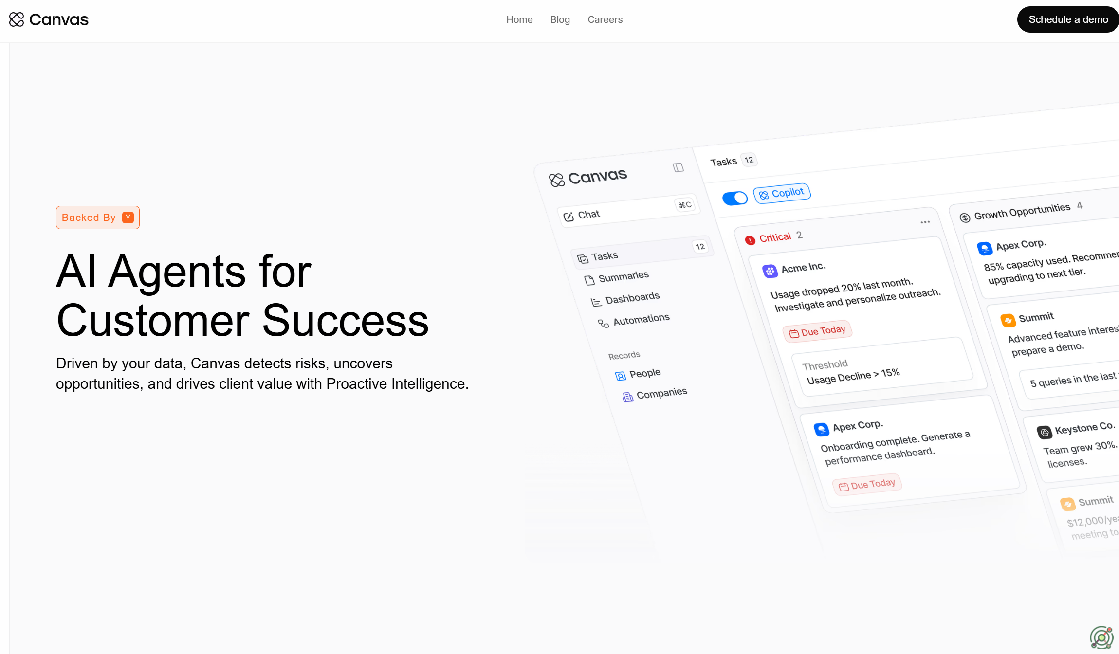 An AI-powered customer success platform that detects risks, uncovers opportunities, and drives client value with proactive intelligence.