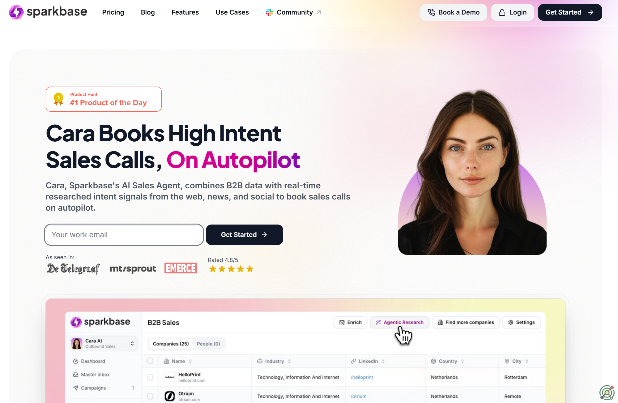 AI sales agent automating high-intent sales calls by integrating B2B data with real-time web and social insights.