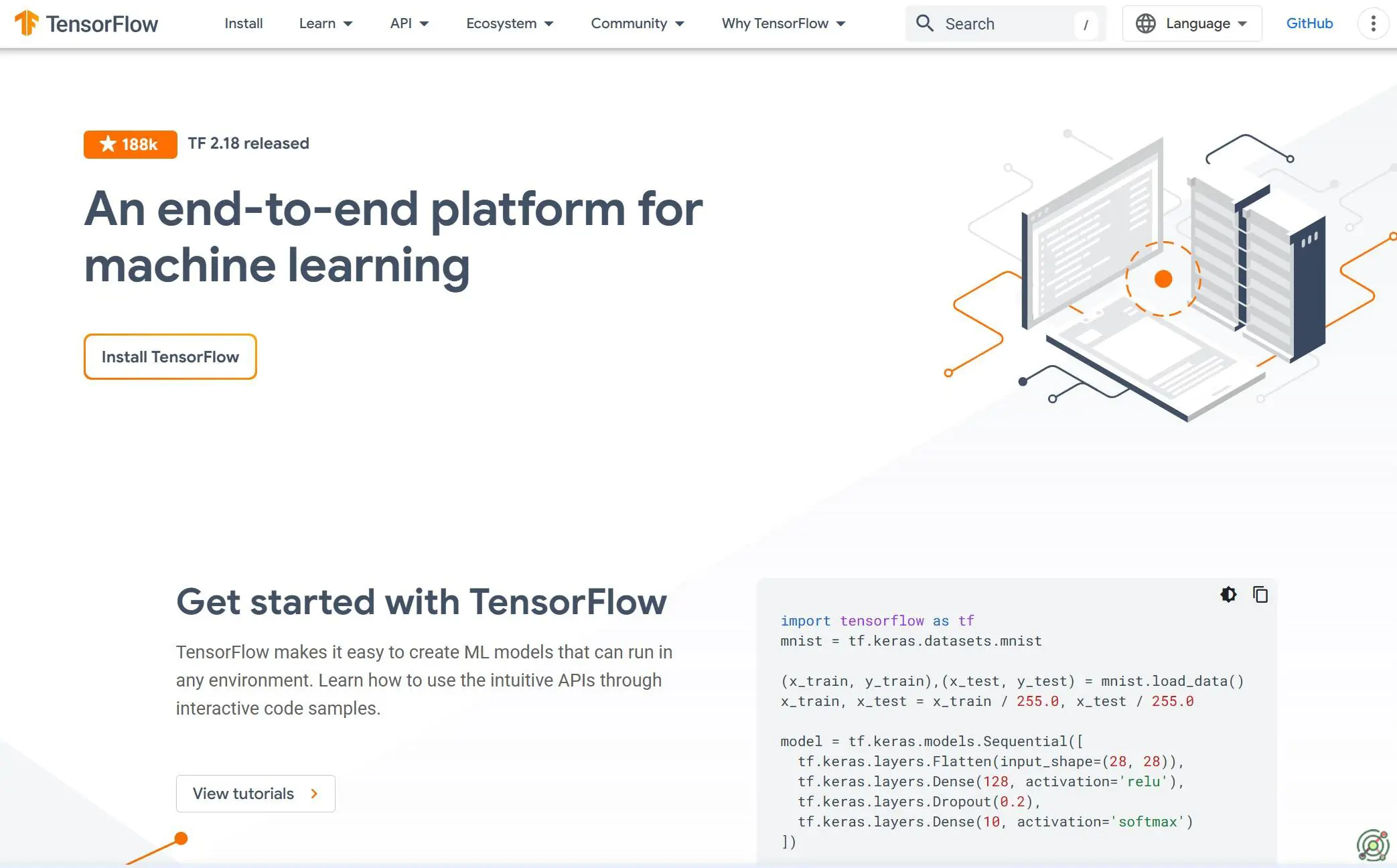 An open-source machine learning platform developed by Google for building and deploying ML models.