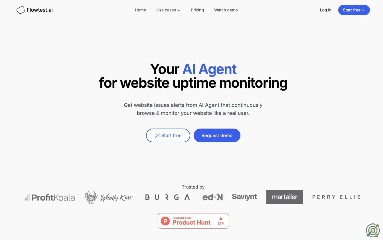 AI agent that monitors websites by simulating real user interactions to detect issues and ensure uptime.