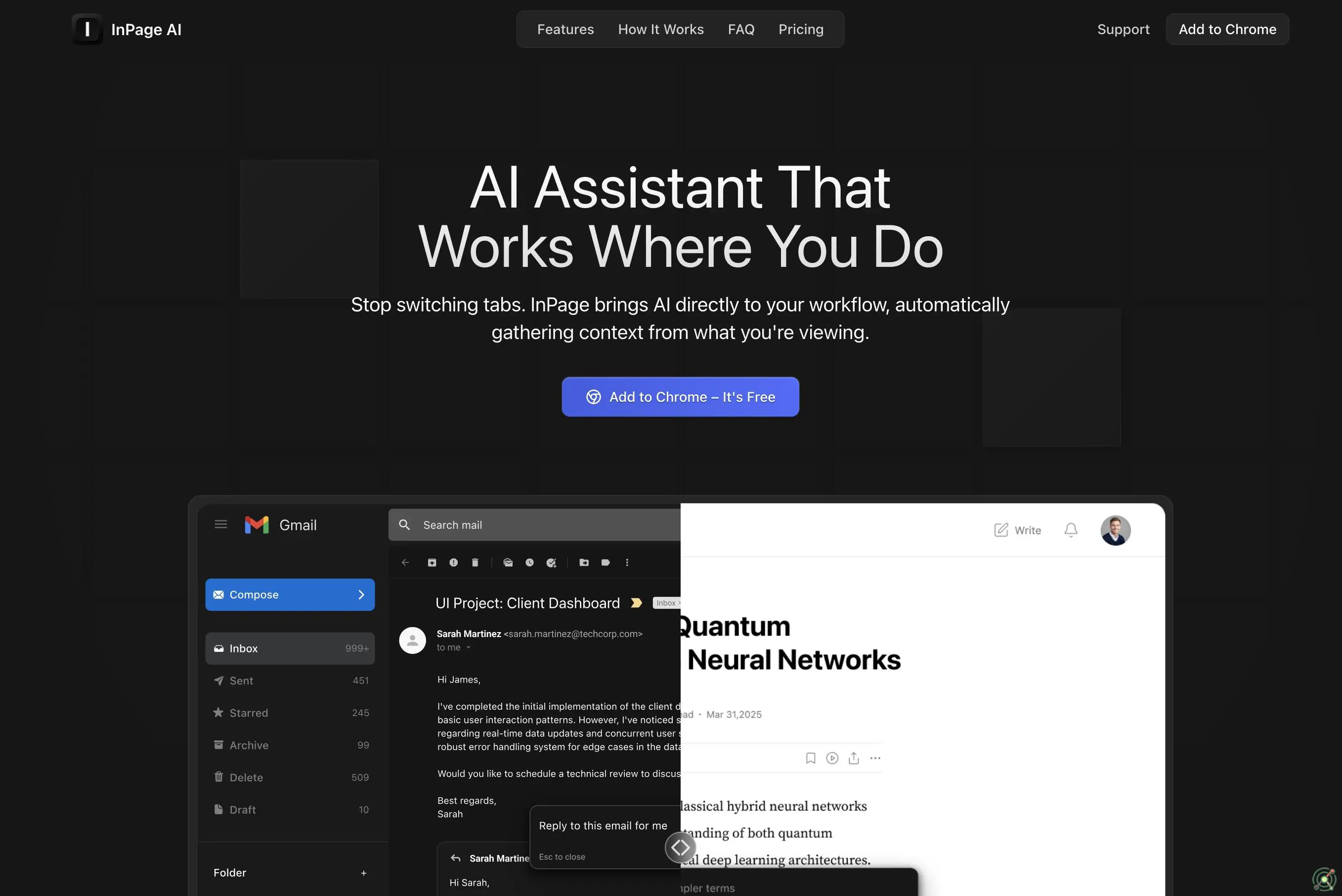 A Chrome extension that provides context-aware AI assistance directly within your browser for emails and web content.