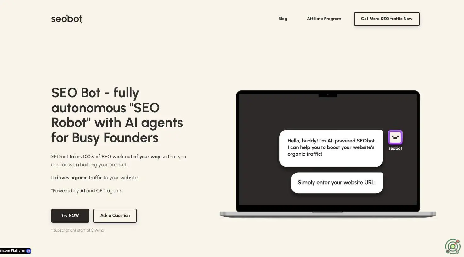 Automates SEO tasks, including keyword research, content generation, and link building, to enhance website visibility and drive organic traffic.
