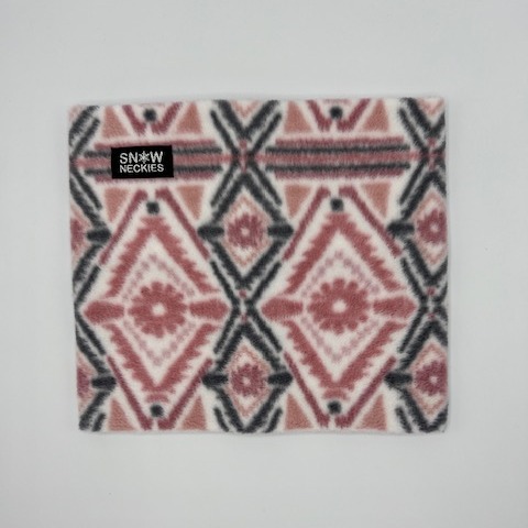 Pink, White, and Grey Aztec Plush Fleece Neckie