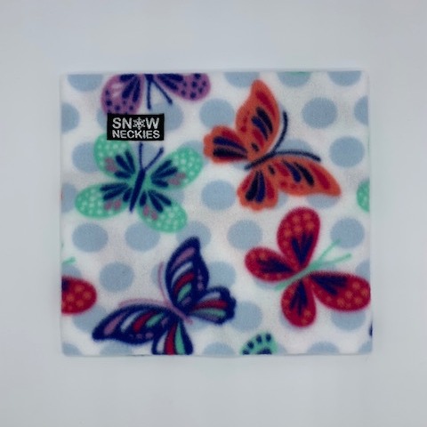 Butterflies on White Fleece Neckie