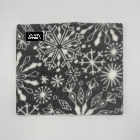 White Snowflake on Grey Fleece Neckie