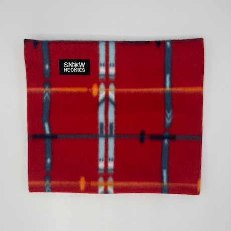 Red Ski Plaid Fleece Neckie  