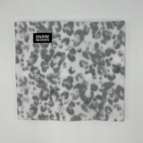 Leopard, White and Grey Fleece Neckie  