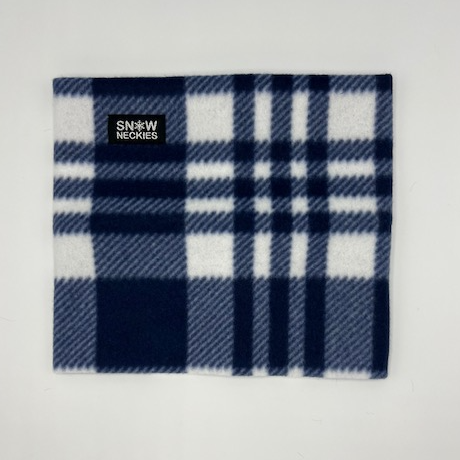 Navy Blue and White Plaid Fleece Neckie