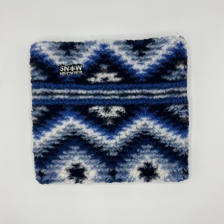Sherpa Neckie - Blue, Black and White Aztec