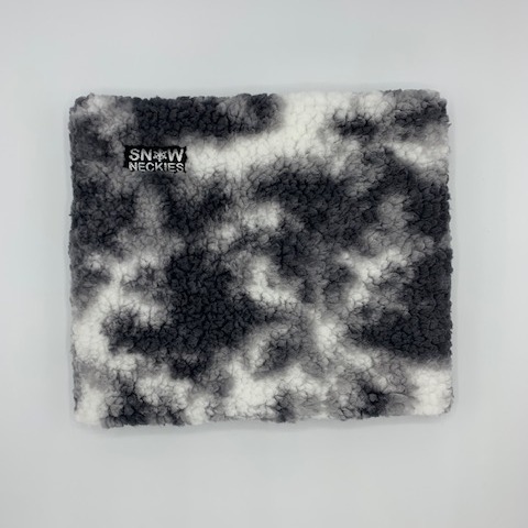 Sherpa Neckie - Tie Dye, Grey and White 