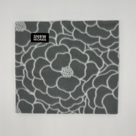 White Lined Floral on Grey Fleece Neckie  