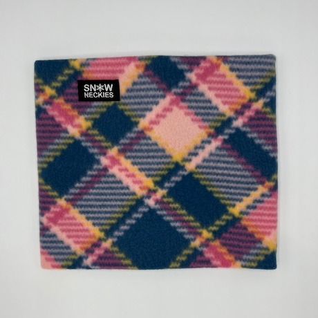 Teal Blue, Pink and Yellow Bias Plaid Fleece