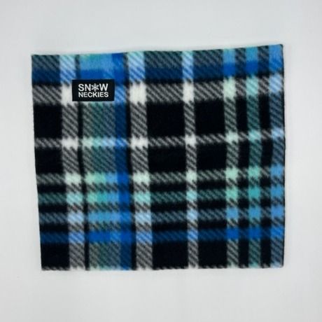 Black, White, Blue and Green Plaid Fleece Neckie 