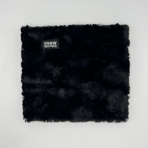 Swirl Fur Neckie - Black, large swirl