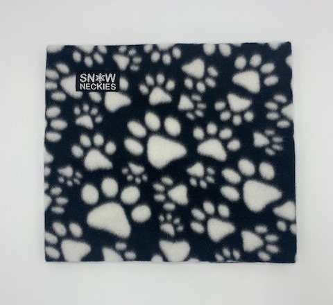 White Dog Paws on Black Fleece Neckie